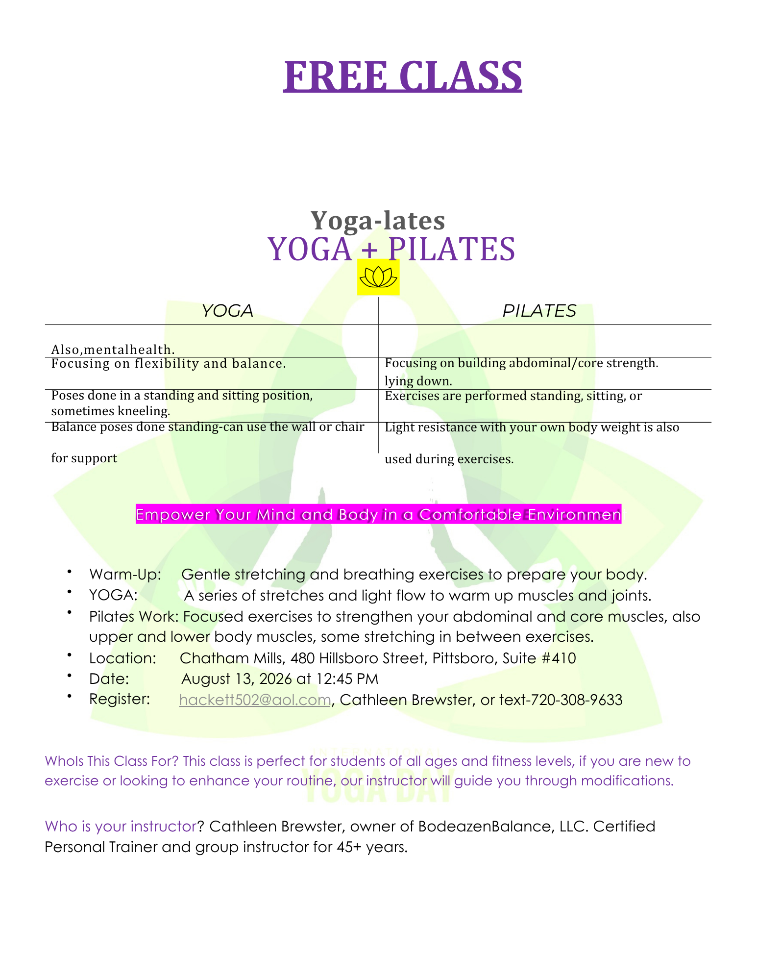 Yogalates Cathleen Brewster Yogalates Cathleen Brewster